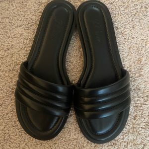 J.Crew Sorrento Padded Leather Slides (Black)